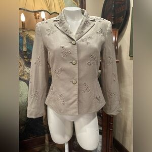 Kasper Taupe Floral Embroidered Blazer